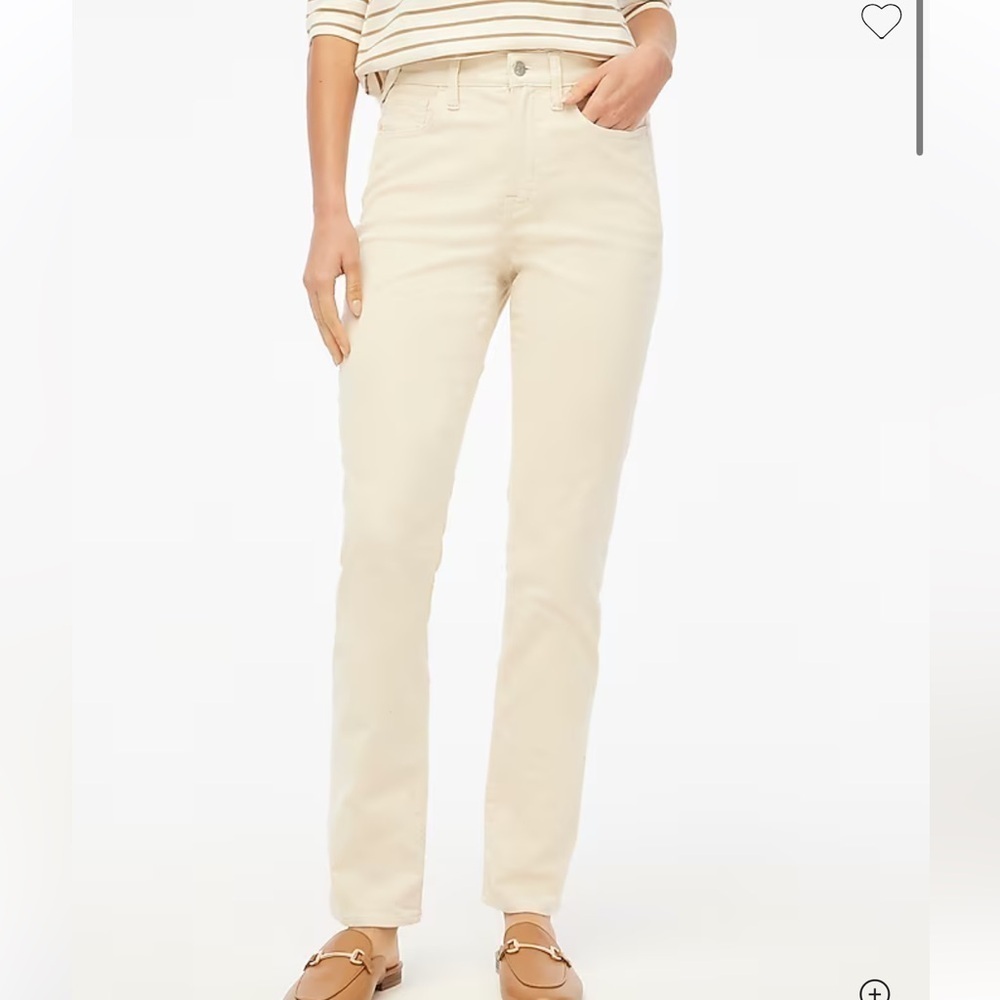 J crew ecru Corduroy full-length essential straight pant